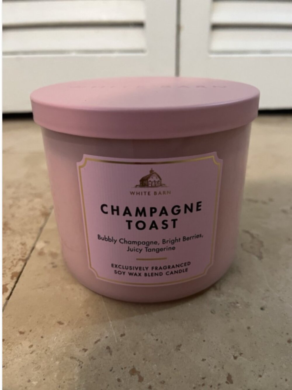 Bath & Body Works White Barn Champagne Toast 3 Wick Candle 14.5 oz New Pink Jar